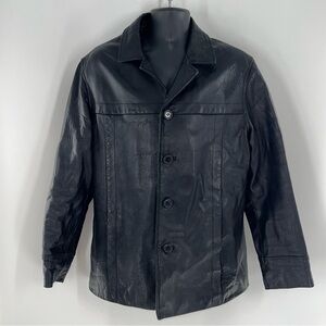 Wilsons Leather Men’s Vintage Black Leather Classic Jacket w/Quilted Lining-Sz M